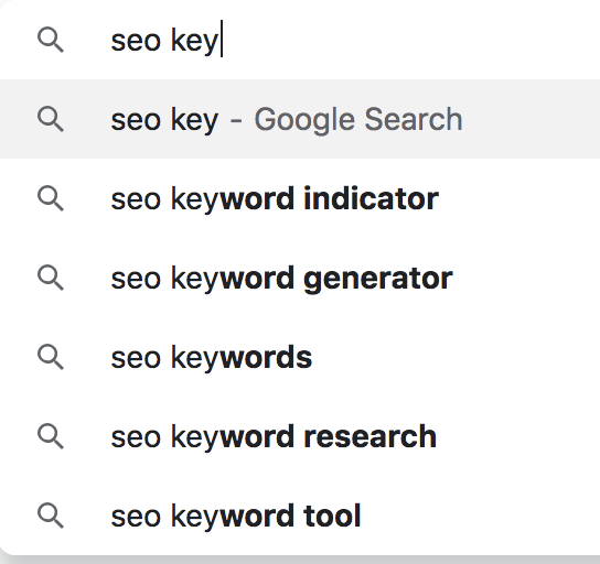 search results upon searching "SEO keywords"