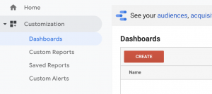 Google Analytics Dashboard Customization Screen